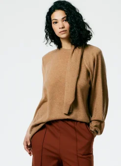 Tibi Feather Weight Cashmere Easy Cocoon Tunic Sand