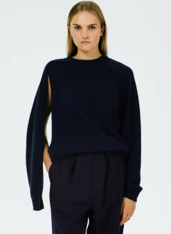 Best Tibi Feather Weight Cashmere Easy Cocoon Tunic Navy