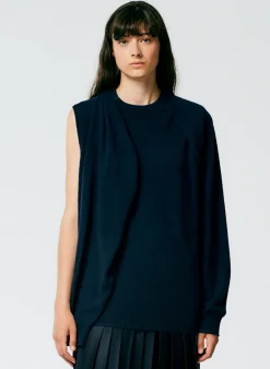 Best Tibi Feather Weight Cashmere Easy Cocoon Tunic Navy