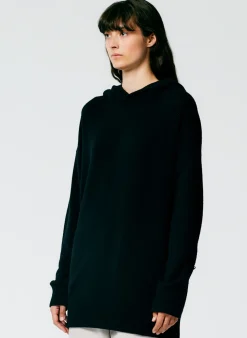 Clearance Tibi Feather Weight Cashmere Easy Men's Hoodie Black