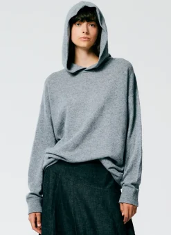 Clearance Tibi Feather Weight Cashmere Easy Men's Hoodie Heather Grey
