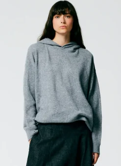 Clearance Tibi Feather Weight Cashmere Easy Men's Hoodie Heather Grey