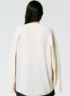 Discount Tibi Feather Weight Cashmere Easy Cocoon Tunic Ivory