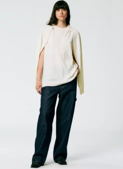 Discount Tibi Feather Weight Cashmere Easy Cocoon Tunic Ivory