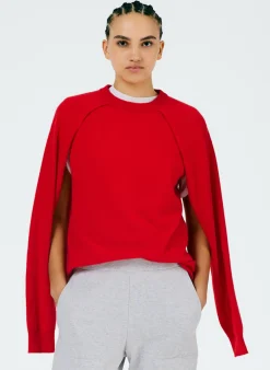 Best Tibi Feather Weight Cashmere Easy Cocoon Tunic Red