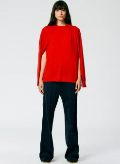 Best Tibi Feather Weight Cashmere Easy Cocoon Tunic Red