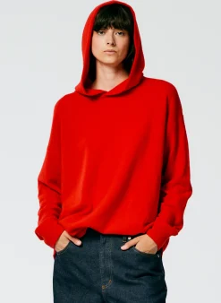 Clearance Tibi Feather Weight Cashmere Easy Mens Hoodie Red