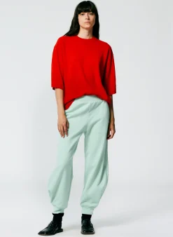 Tibi Feather Weight Cashmere Oversized Easy T-Shirt Red