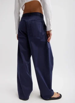 Best Tibi Garment Dyed Silky Cotton Sid Pant Navy