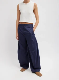Best Tibi Garment Dyed Silky Cotton Sid Pant Navy
