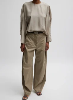 Discount Tibi Garment Dyed Silky Cotton Sid Chino Pant Acorn