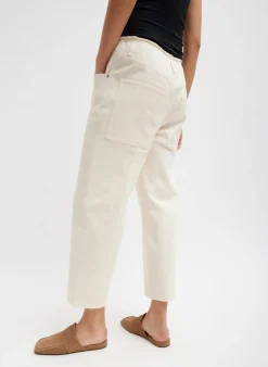 Outlet Tibi Garment Dyed Stretch Twill Cropped Newman Jean Ivory
