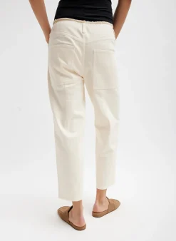 Outlet Tibi Garment Dyed Stretch Twill Cropped Newman Jean Ivory
