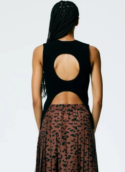 Sale Tibi Giselle Stretch Sweater Circle Openback Tank Black