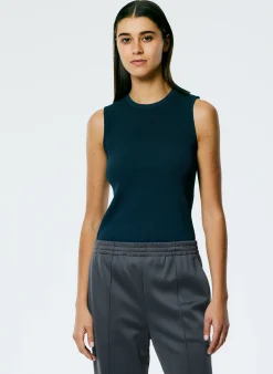 Sale Tibi Giselle Stretch Sweater Circle Openback Tank Navy Fog