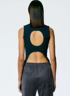 Sale Tibi Giselle Stretch Sweater Circle Openback Tank Navy Fog