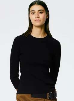 Best Tibi Giselle Stretch Sweater Circle Openback Pullover Black