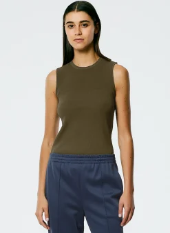 Outlet Tibi Giselle Stretch Sweater Circle Openback Tank Wood