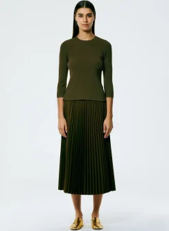 Discount Tibi Giselle Stretch Sweater Circle Openback Pullover Wood