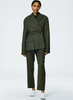 Discount Tibi Grain De Poudre Liam Blazer With Slit Zipper Detail Grey Pine