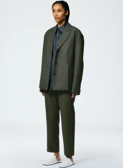 Discount Tibi Grain De Poudre Liam Blazer With Slit Zipper Detail Grey Pine