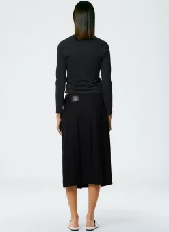 Clearance Tibi Grain De Poudre Wide Pleat Wrap Skirt Black