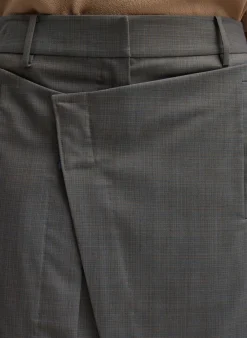 Best Tibi Grant Crossdye Suiting Wrap Trouser Skirt Grey Multi
