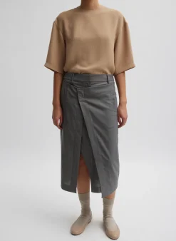 Best Tibi Grant Crossdye Suiting Wrap Trouser Skirt Grey Multi