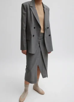 Best Tibi Grant Crossdye Suiting Wrap Trouser Skirt Grey Multi