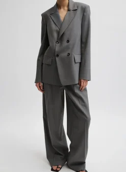 Outlet Tibi Grant Suiting Double Breasted Blazer Grey Multi