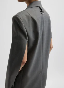 Outlet Tibi Grant Suiting Double Breasted Blazer Grey Multi