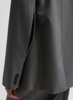 Outlet Tibi Grant Suiting Double Breasted Blazer Grey Multi