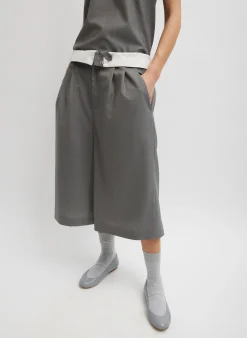 Tibi Grant Suiting Fold Over Long Short Grey Multi