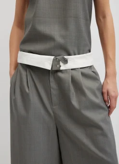 Tibi Grant Suiting Fold Over Long Short Grey Multi