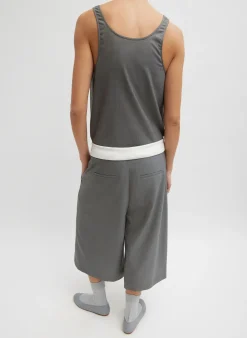 Tibi Grant Suiting Fold Over Long Short Grey Multi