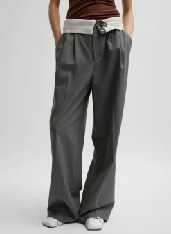 Outlet Tibi Grant Suiting Fold Over Trouser Grey Multi