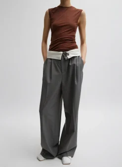 Outlet Tibi Grant Suiting Fold Over Trouser Grey Multi