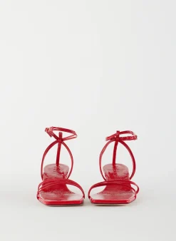 Tibi Harper Naplack Sandal Cherry Red