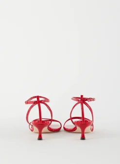 Tibi Harper Naplack Sandal Cherry Red