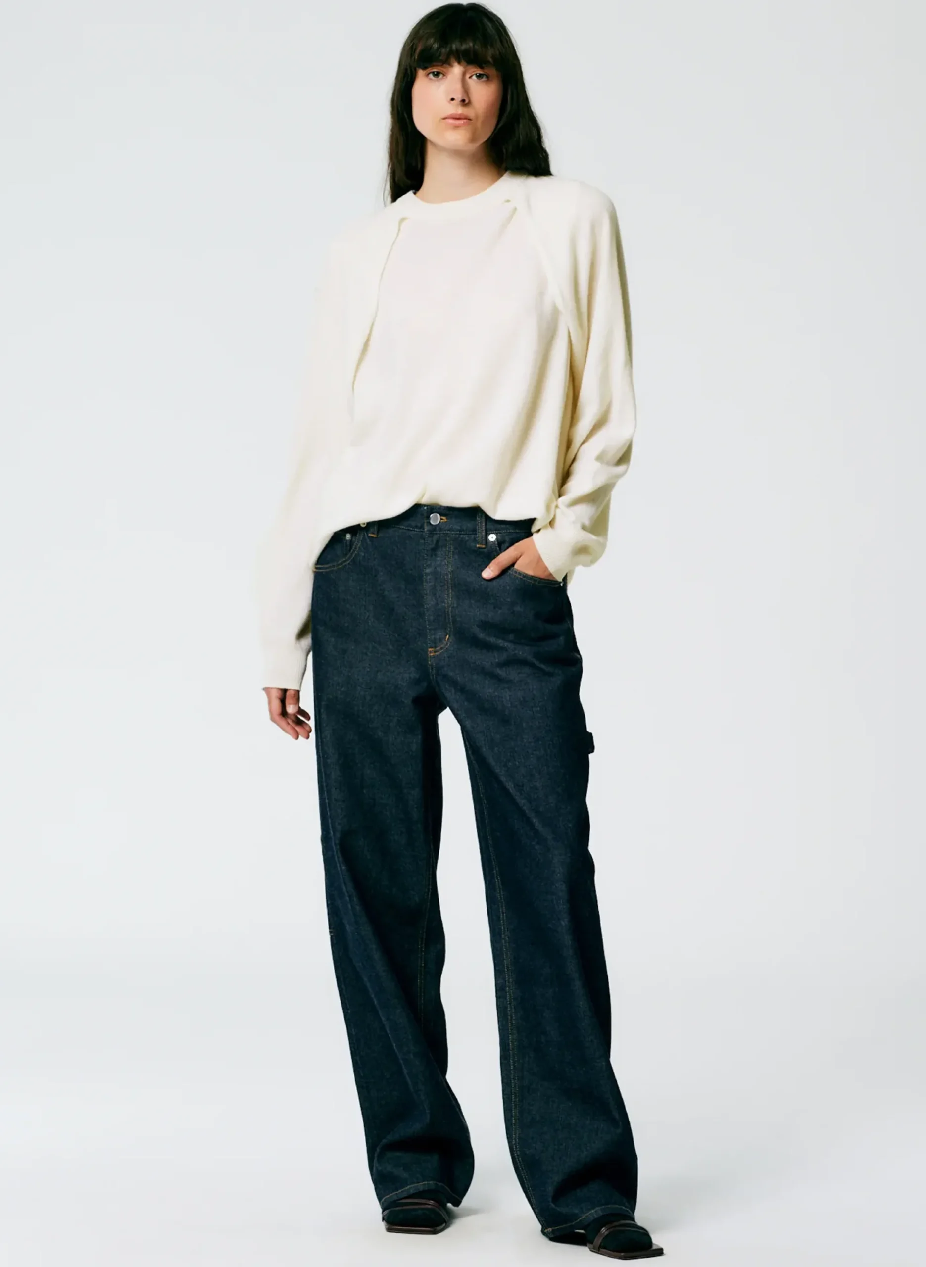 Tibi Indigo Denim Slouchy Carpenter Jean Dark Denim
