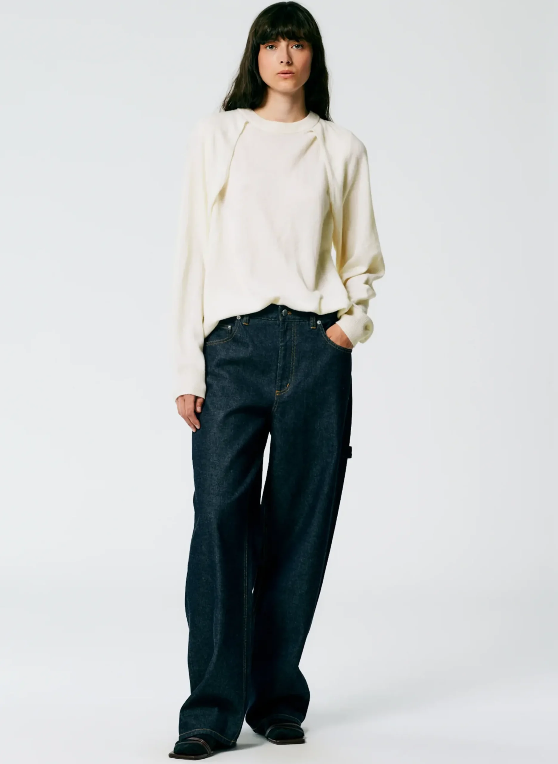 Tibi Indigo Denim Slouchy Carpenter Jean Dark Denim