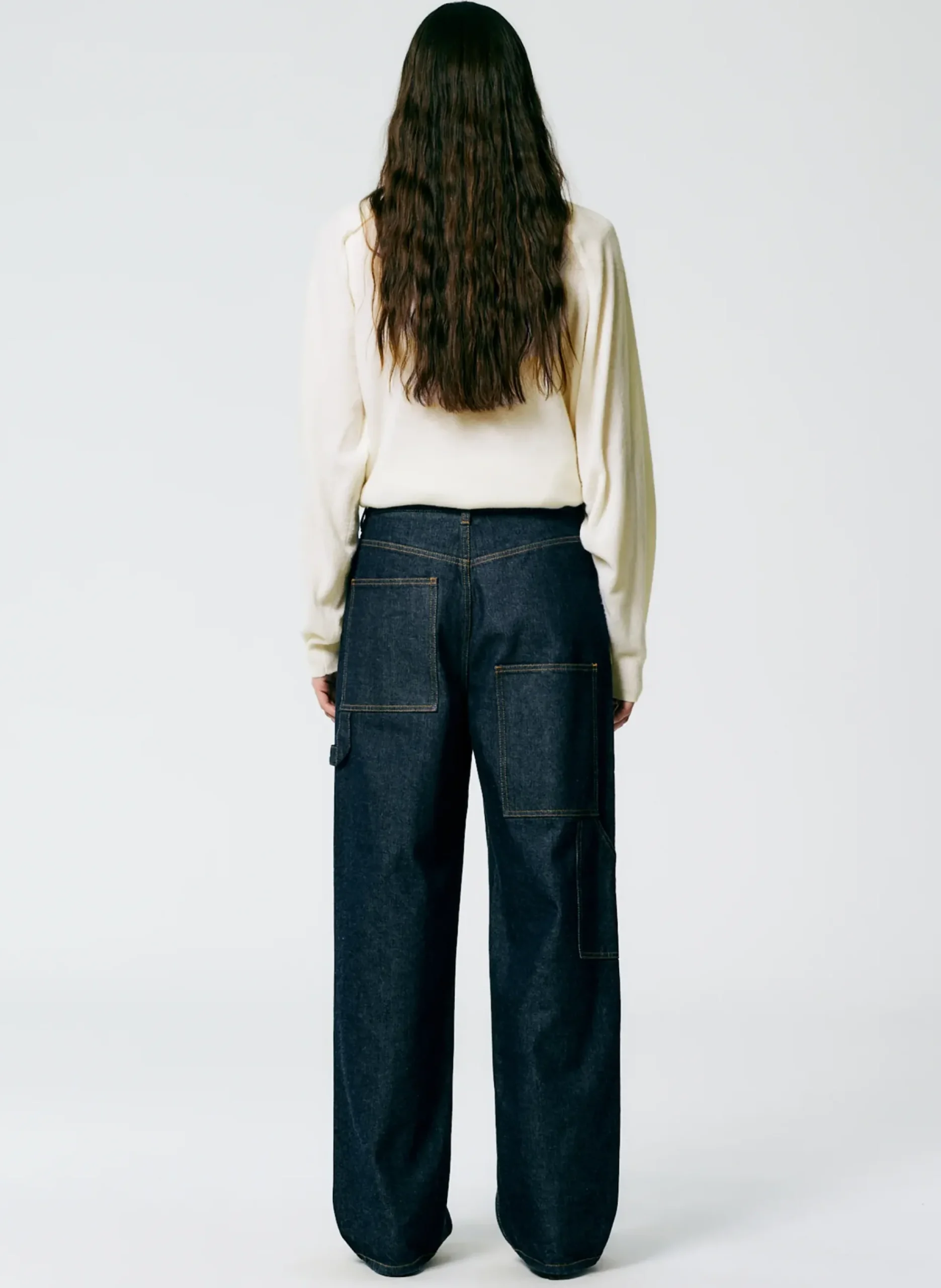 Tibi Indigo Denim Slouchy Carpenter Jean Dark Denim