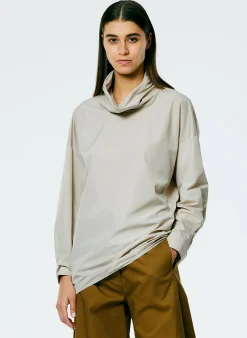 Sale Tibi Italian Sporty Nylon Cowl Neck Top Ash