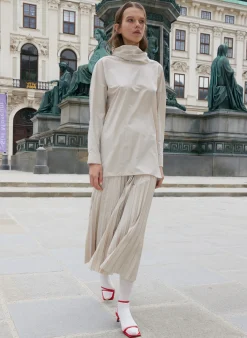 Sale Tibi Italian Sporty Nylon Cowl Neck Top Ash