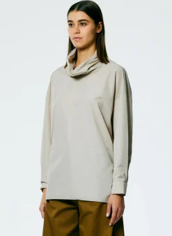 Sale Tibi Italian Sporty Nylon Cowl Neck Top Ash