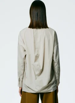 Sale Tibi Italian Sporty Nylon Cowl Neck Top Ash