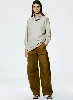 Sale Tibi Italian Sporty Nylon Cowl Neck Top Ash