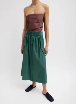 Hot Tibi Italian Sporty Nylon Full Skirt Dark Hunter Green