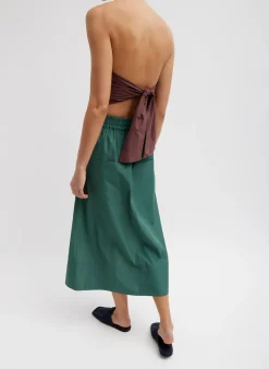 Hot Tibi Italian Sporty Nylon Full Skirt Dark Hunter Green