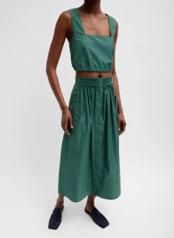 Hot Tibi Italian Sporty Nylon Full Skirt Dark Hunter Green